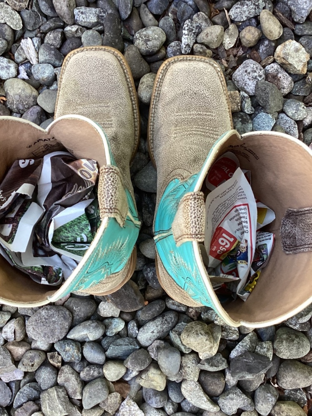 Ariat Turquoise Teal Blue And Brown Square Toe Western Cowgirl Kids Boots🦋 - Picture 9 of 14